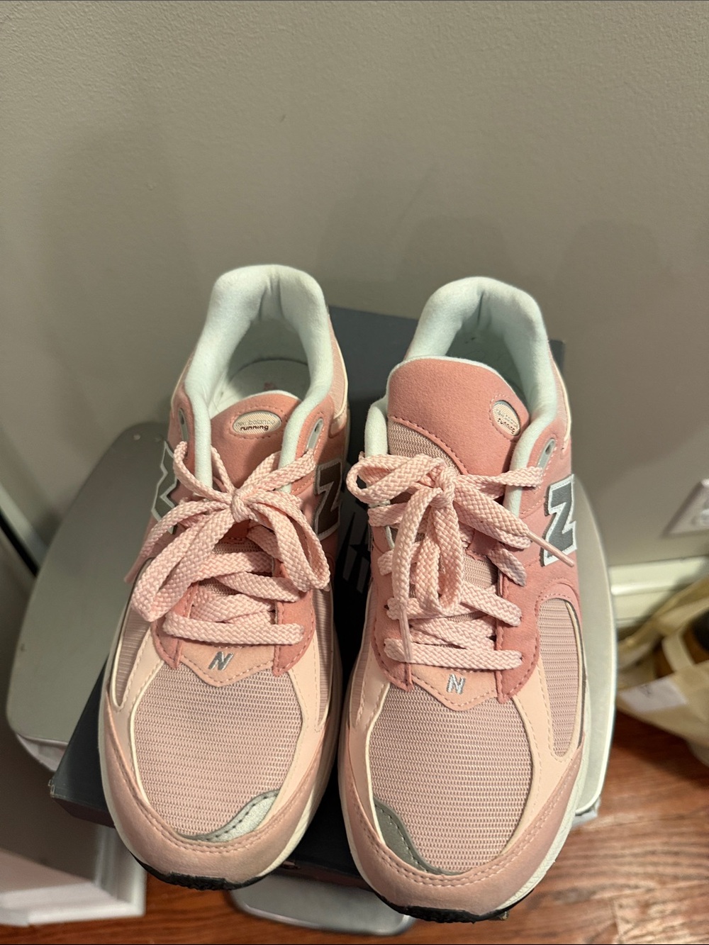 New Balance Women's Pink Lace-Up Sneakers with White Trim